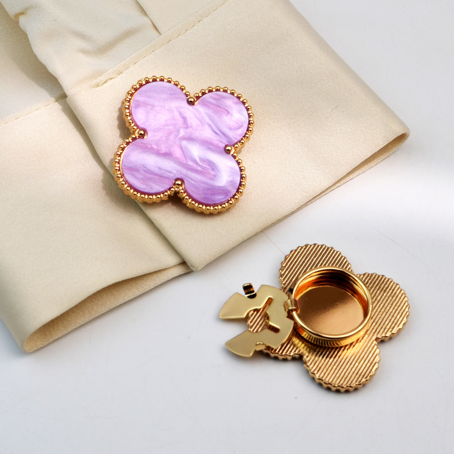 Button Cover Shirt Button Shiny Metal Brooch Button Four-Leaf Clover Rhinestone Cufflinks Turtle Button Set Button Clip Button