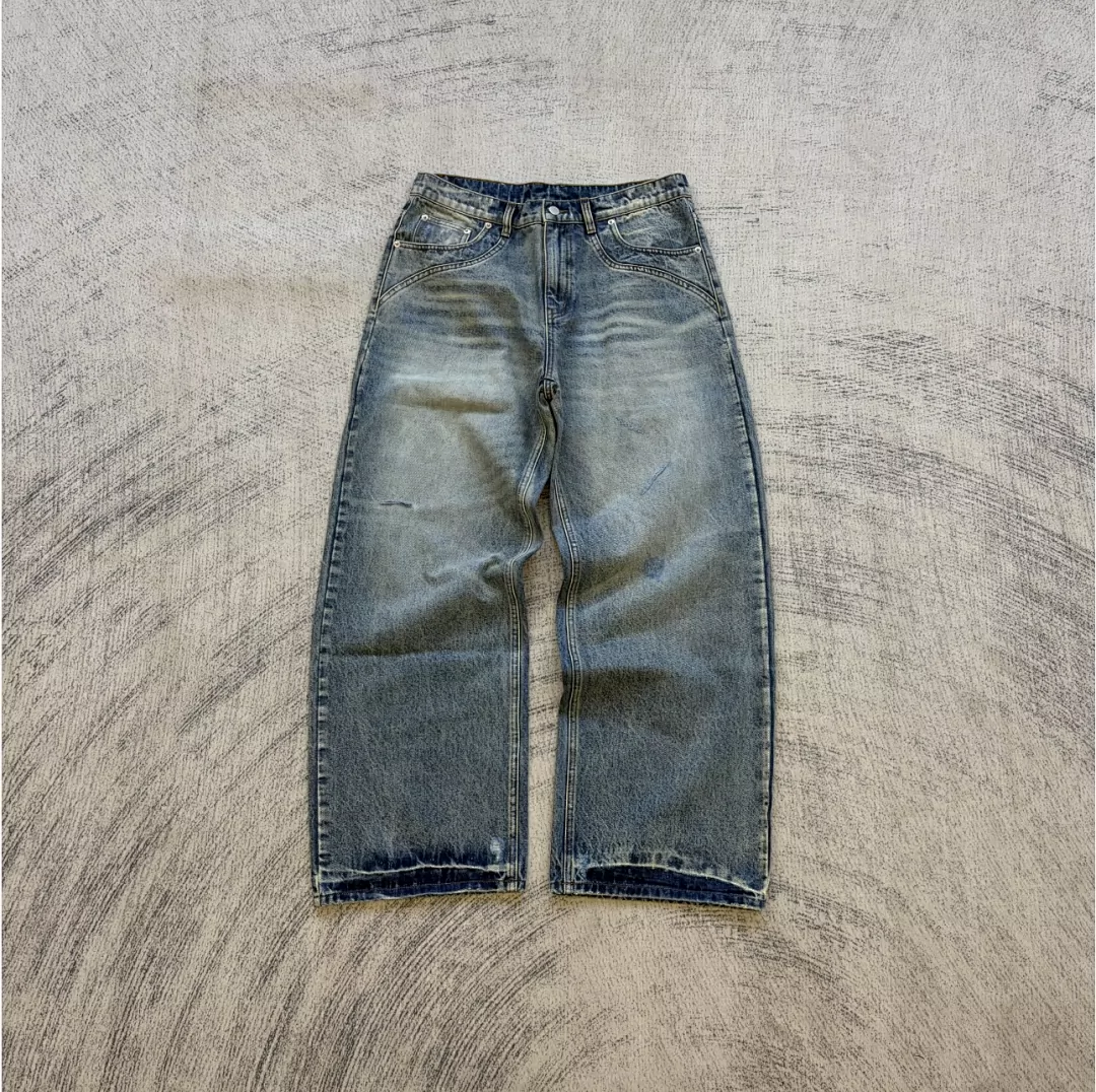 Fmade washed light blue denim