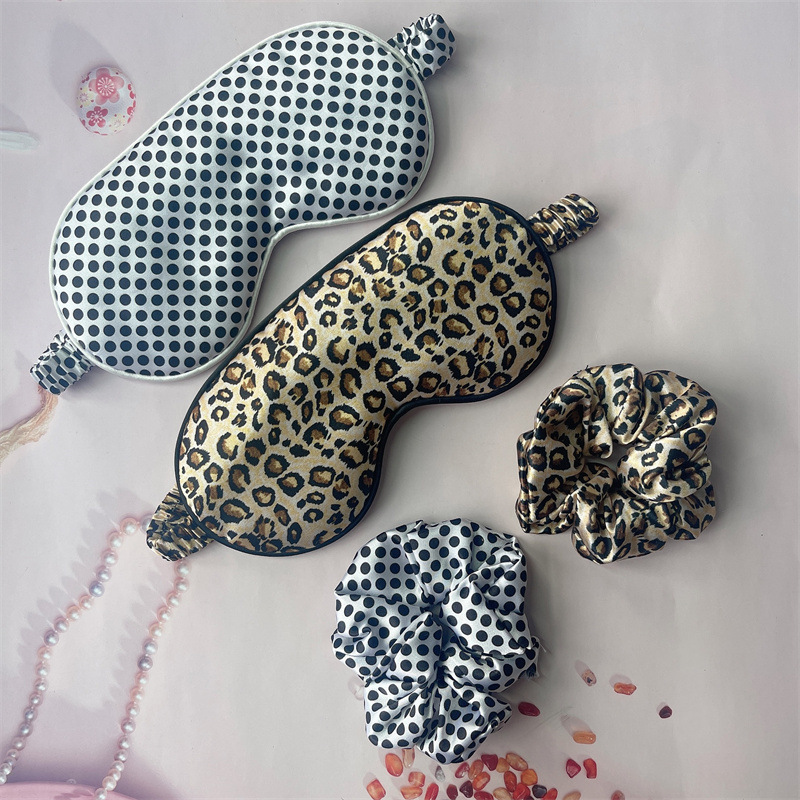 Leopard-print Silk Eye Cover Mesh Red Wave Dot Large Intestine Hair Ring Thin Headline Headwear Silk Eye Protection Sleep Blocking Eye Cover
