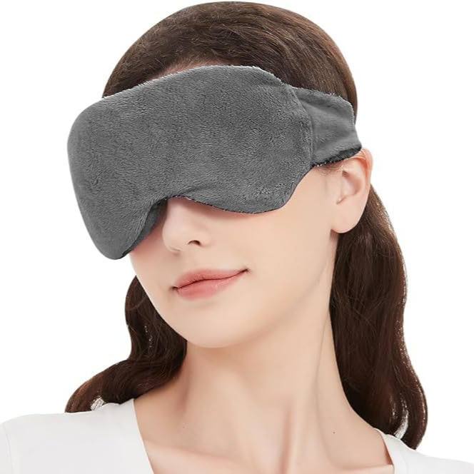 Microwaveable Heating Eye Pillow with Lavender and Flaxseed, Ultra-Soft, Velcro Closure, Washable, Light-Blocking, Heating Yoga Eye Mask