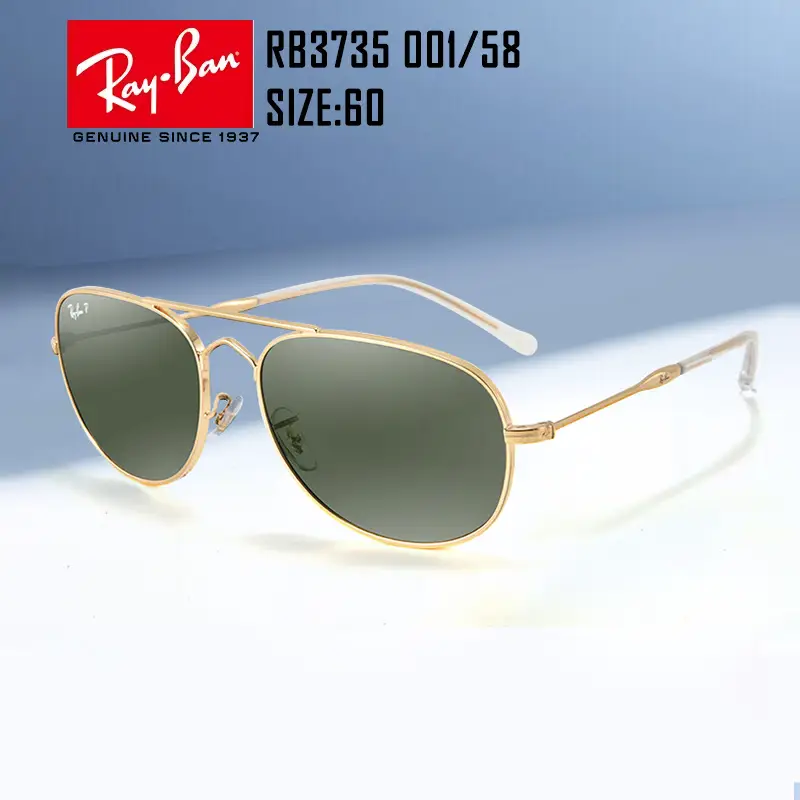 Rayban Ray-Ban Sunglasses Women's Metal Pillow-Shaped Glasses Sun Protection Glasses Men's and Women's Polarized Sunglasses Rb3735