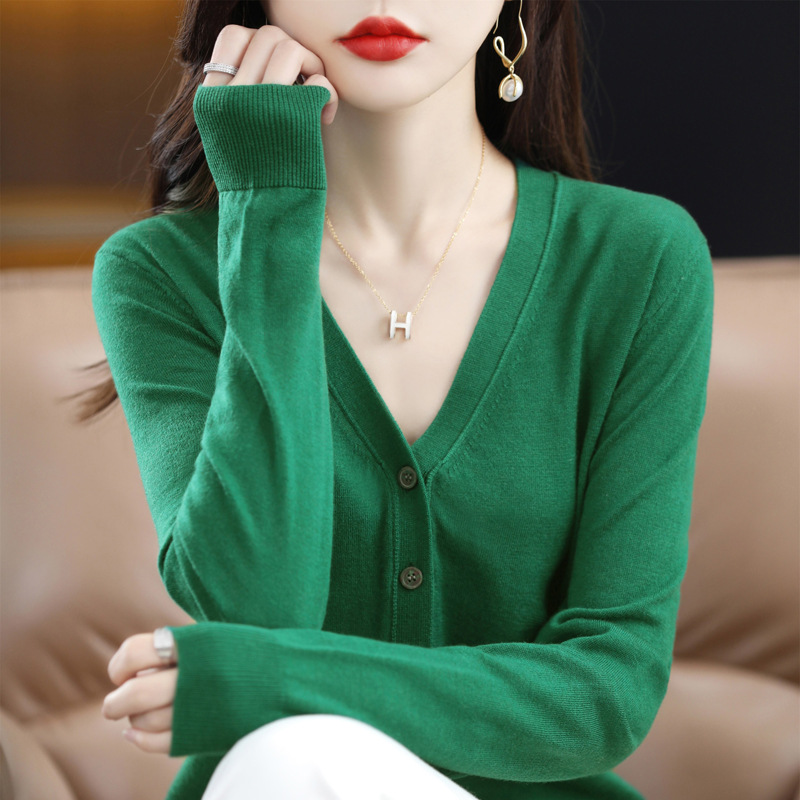 Early Autumn Wool Sweater Cardigan for Women, Thin New Style Knitted Cardigan, Base Layer Shirt, Loose Top, Jacket for Women, Autumn Korean Style