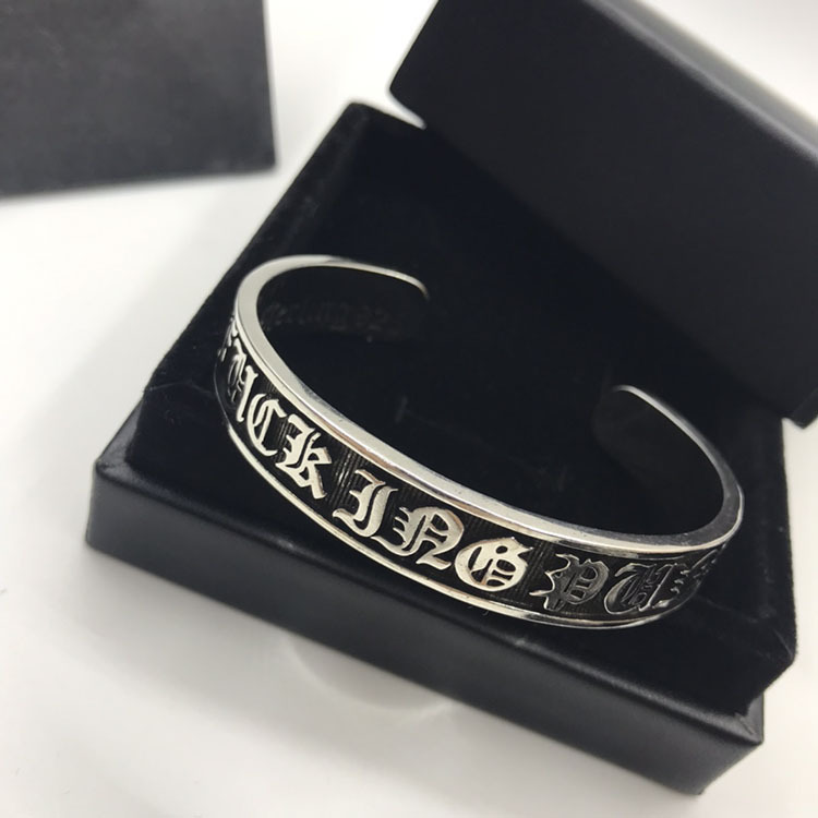 Crow's European and American Retro Text Men's and Women's Opening Adjustment Bracelet Old Wide Couple Classic Hip Hop Bracelet