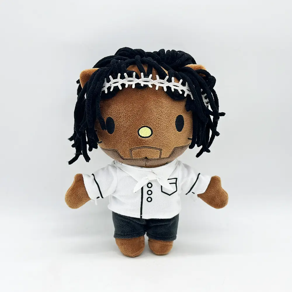 Kendrick Lamar, a European and American Rapper, Plush Doll Hello Kitty Black Leather Doll