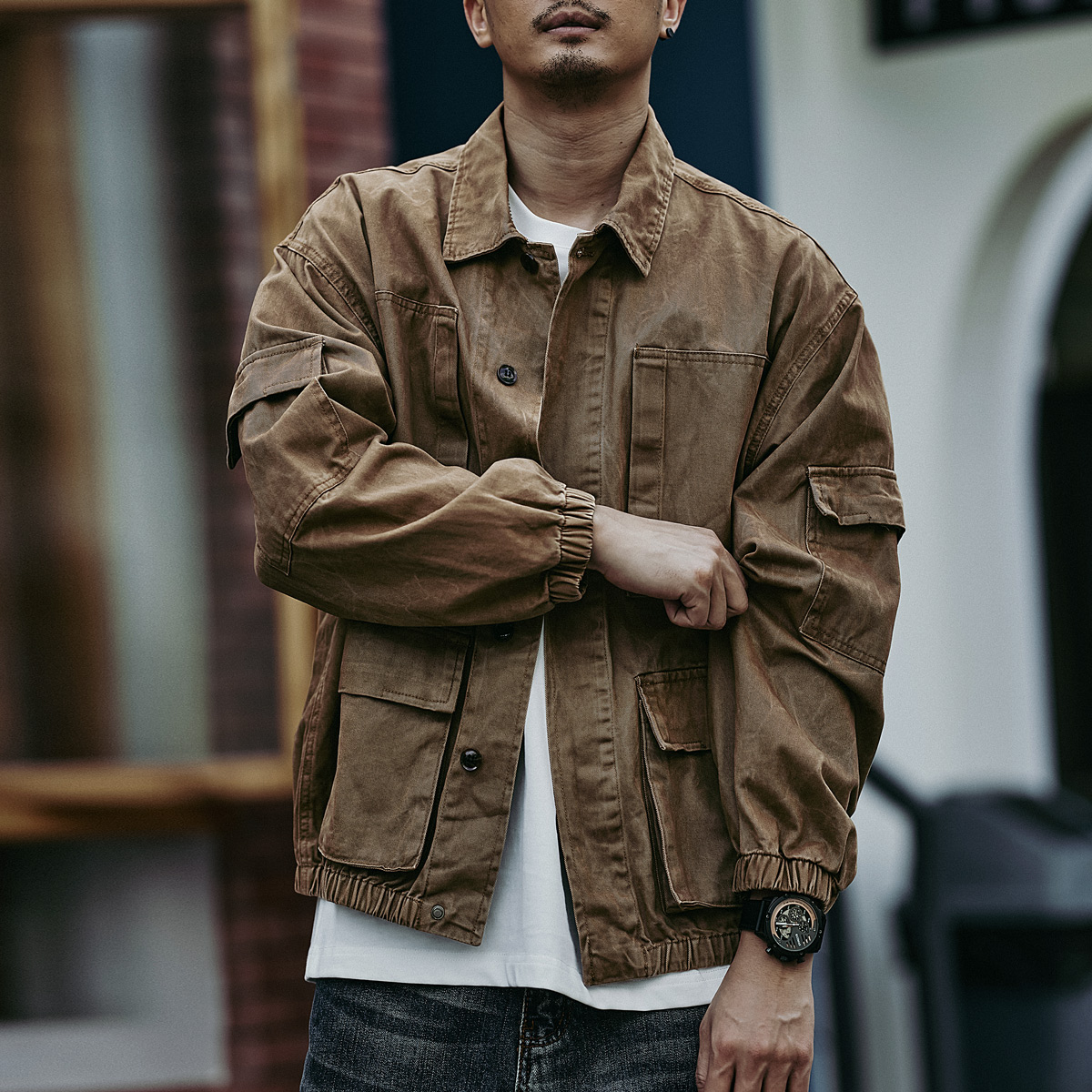 American Retro Workwear Jacket for Men, 2025 Autumn New Loose Hunting-Style Trendy Casual Men's Denim Jacket