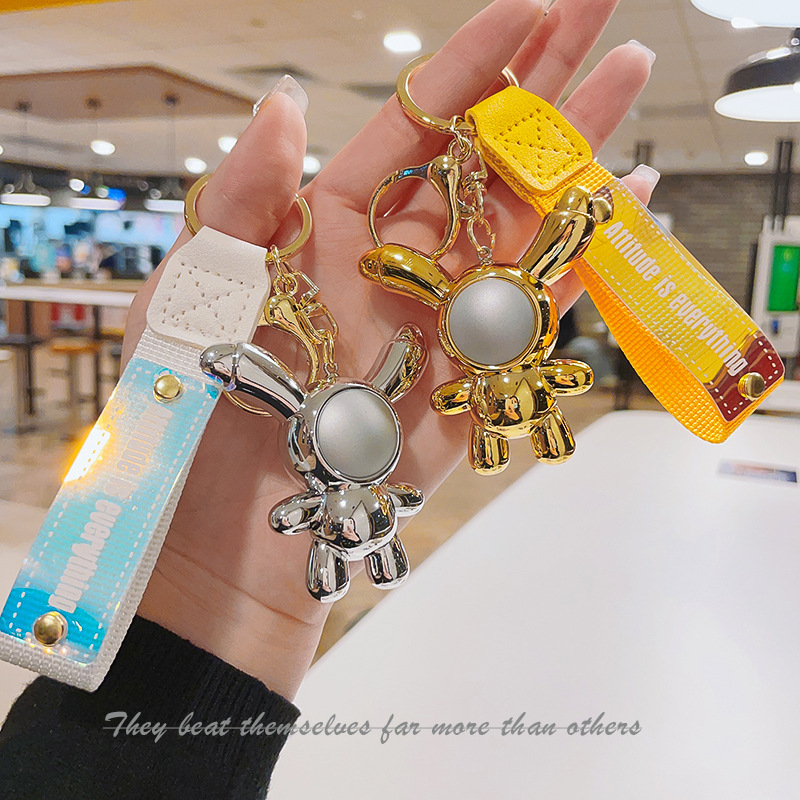 Original acrylic doll electroplated long-ear rabbit keychain car key chain exquisite couple pendant gift wholesale