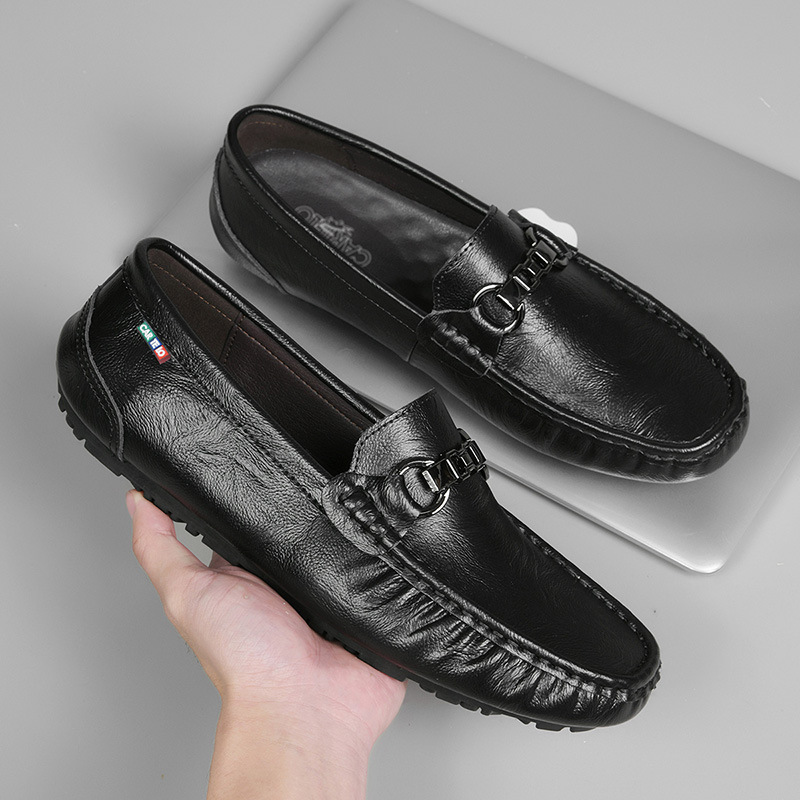 cartelo cartelo Crocodile Men's 2023 Spring New Arrival Men's Business Casual Shoes Lace-Free Leather Shoes