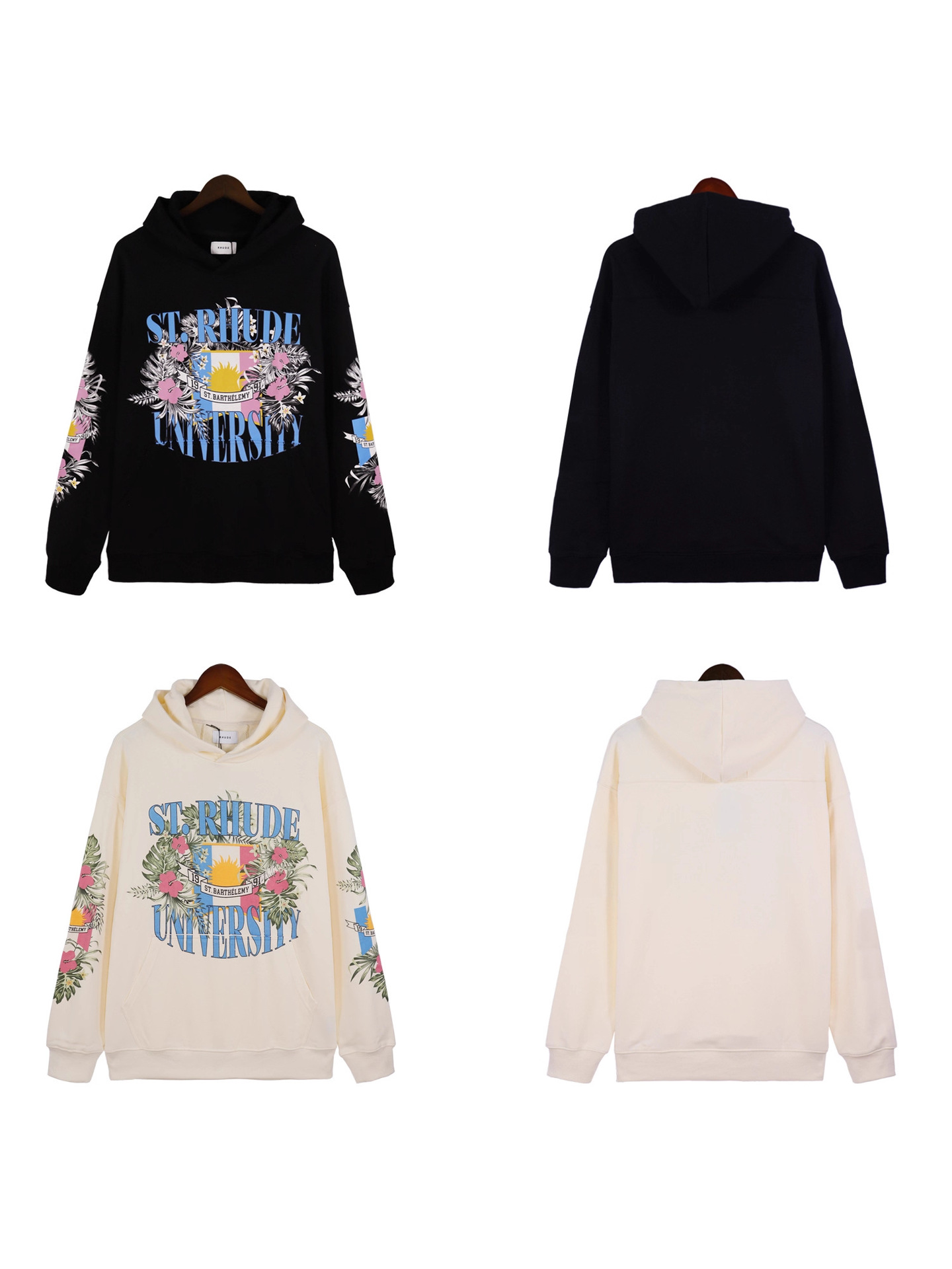 2025 New Autumn and Winter Rhude Heavy Washed American High Street Hooded Sweatshirt and Casual Sweatpants for Men and Women