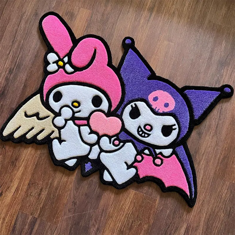 Unwelcome&Mats Kuromi and Melody Customized Cartoon Animation Bedroom Living Room Carpet Gift