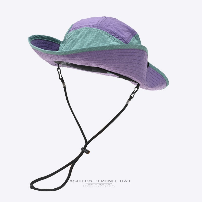 Mountain Outdoor Light and Thin Large Eaves Fisherman Hat Men's and Women's Summer Travel Sunscreen Color-blocking Breathable Sunshade Workwear Mountaineering Hat