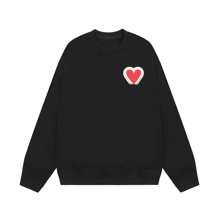 Embroidered Round Neck Sweatshirt with Large Print 101