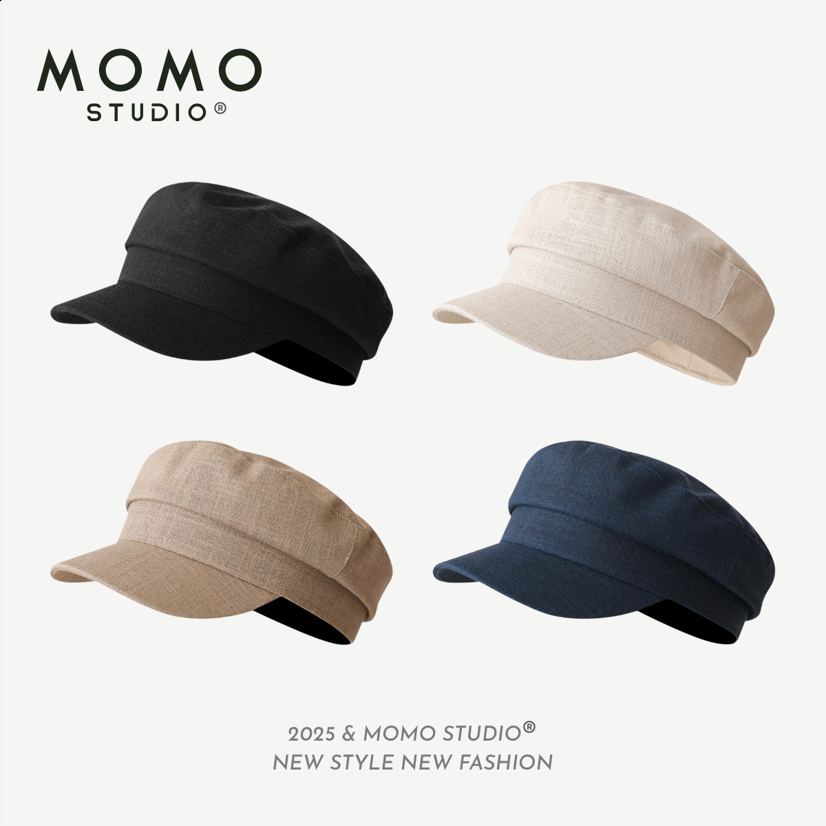 High-Quality Cotton and Linen Thin Flat-Top Navy Style Hat for Men and Women British Retro Newsboy Hat Fashionable Painter Hat