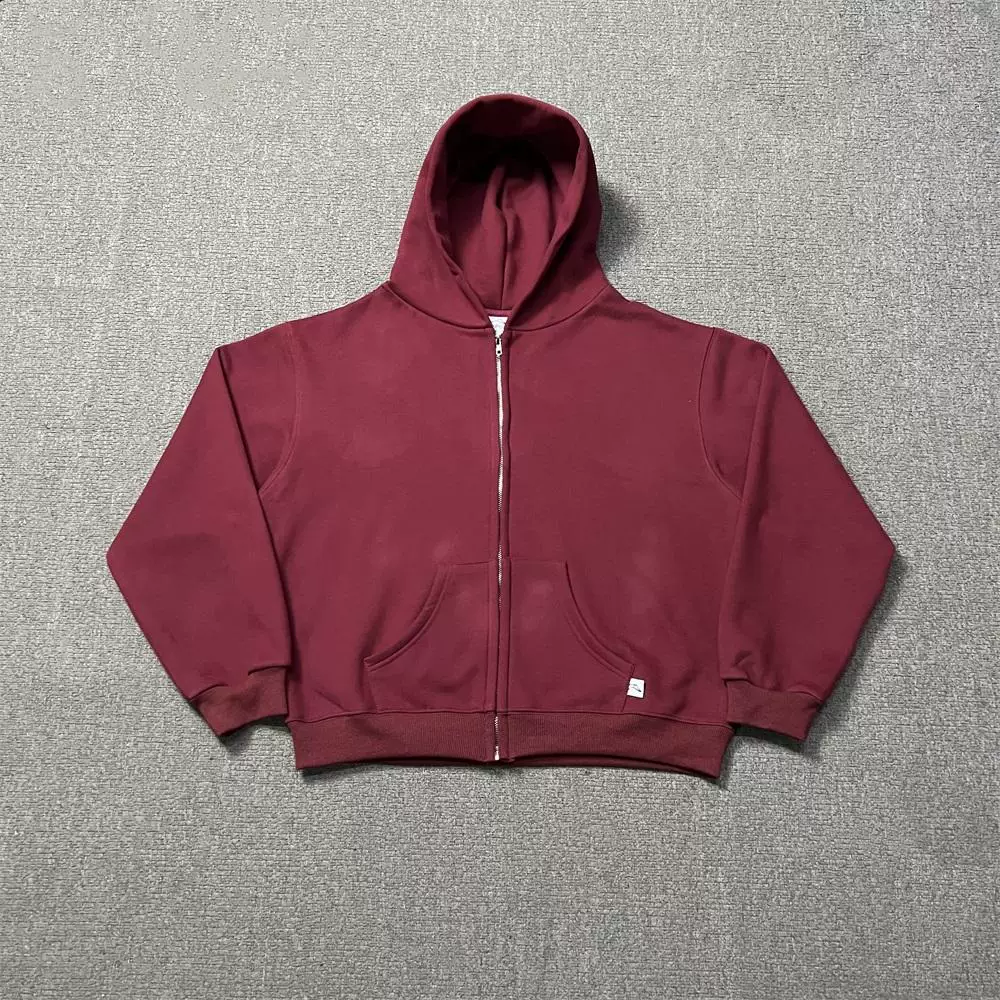 Akimbo Club Zip Hoodie Zipper Fleece Sweatshirt Solid Color Versatile Unisex Loose Cardigan Jacket Foto QC de TAOBAO na Qualit.ly