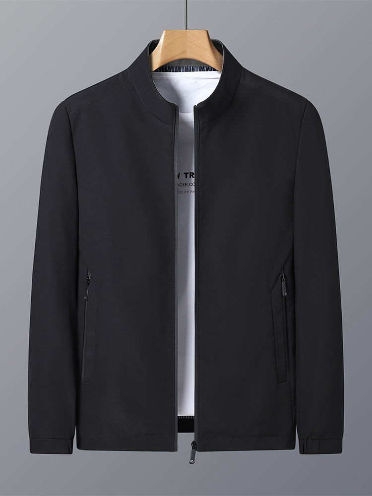 Light Luxury Men's Jacket, New Spring and Autumn Business Casual Executive Coat, Stand Collar, Middle-Aged Men's Top, Short Style 9118