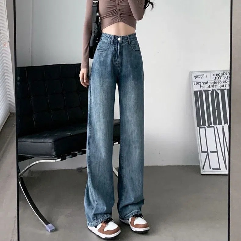 Retro Jeans Women's Wide Leg Pants Wholesale New Summer High Waist Slimming Loose Straight Leg Pants