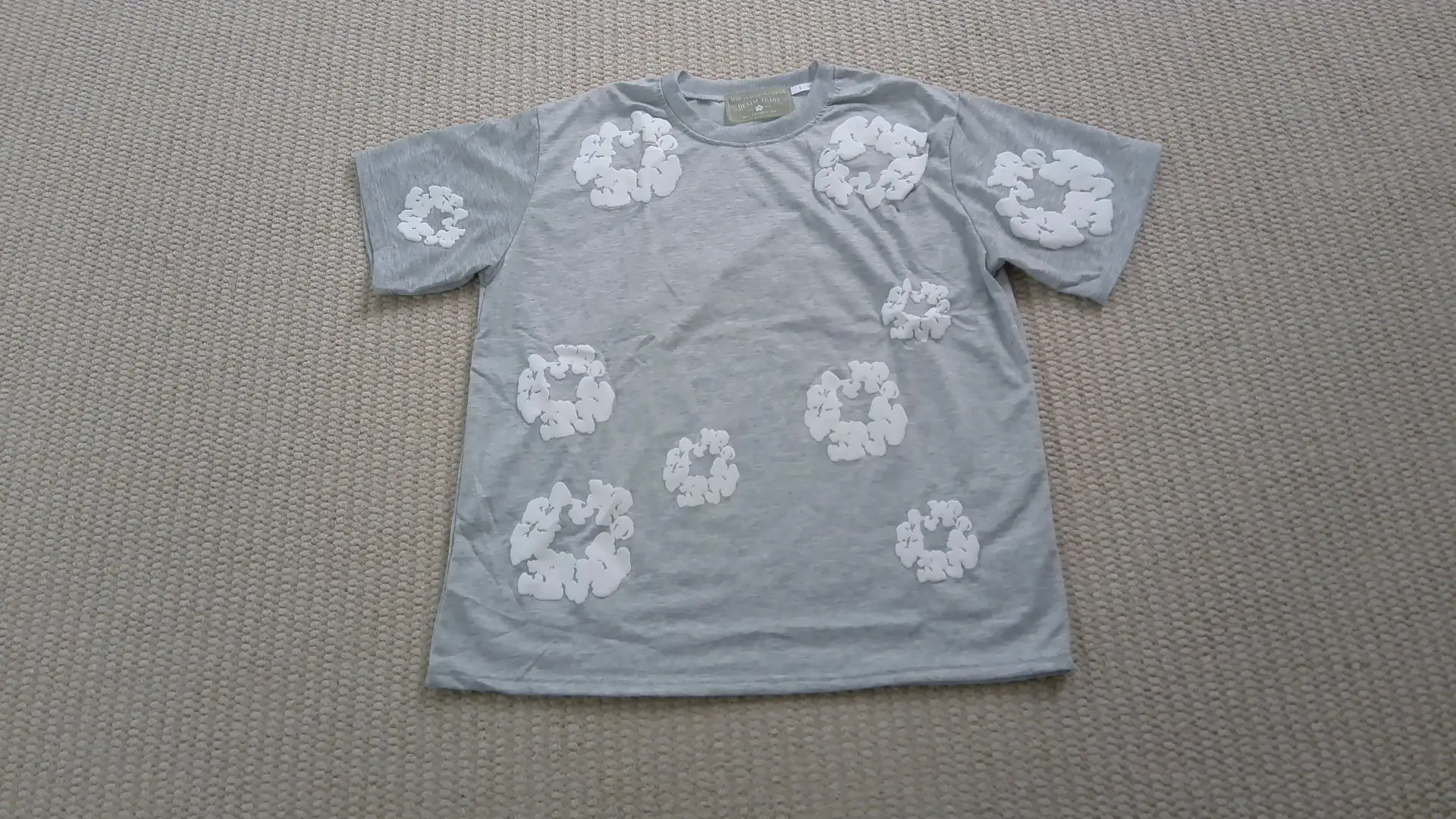 Grey T-shirt with white floral print