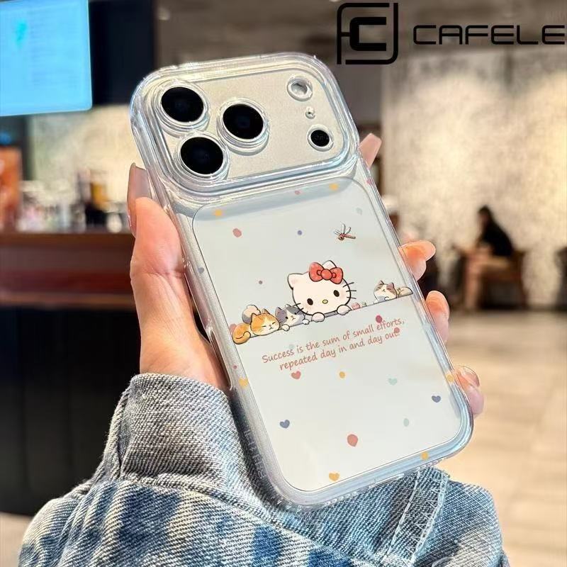 Polka Dot Hello Kitty Phone Case Suitable for Apple 16 17 Pro Max, Transparent Case for 14, Soft Case for 13 Pro, Fine Hole Design for 12 13