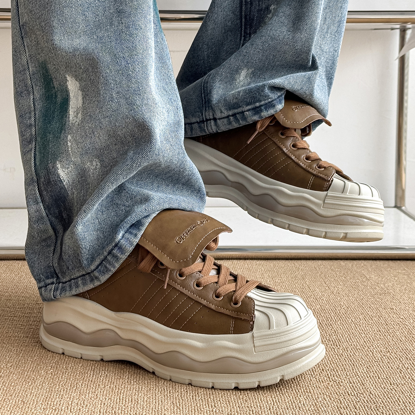 2026 Spring New Niche Height-Increasing Sneakers for Couples, Versatile Casual Shell-Toe Thick-Soled Classic Men's Shoes