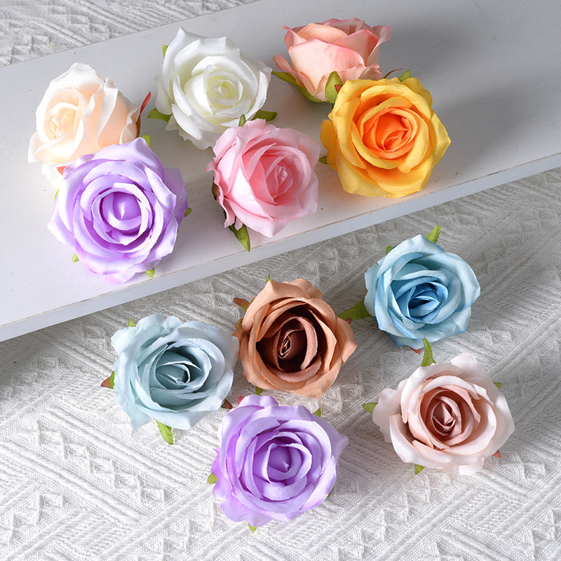 Simulation rose flower head wedding decoration flower wall arch artificial handmade diy silk flower wholesale
