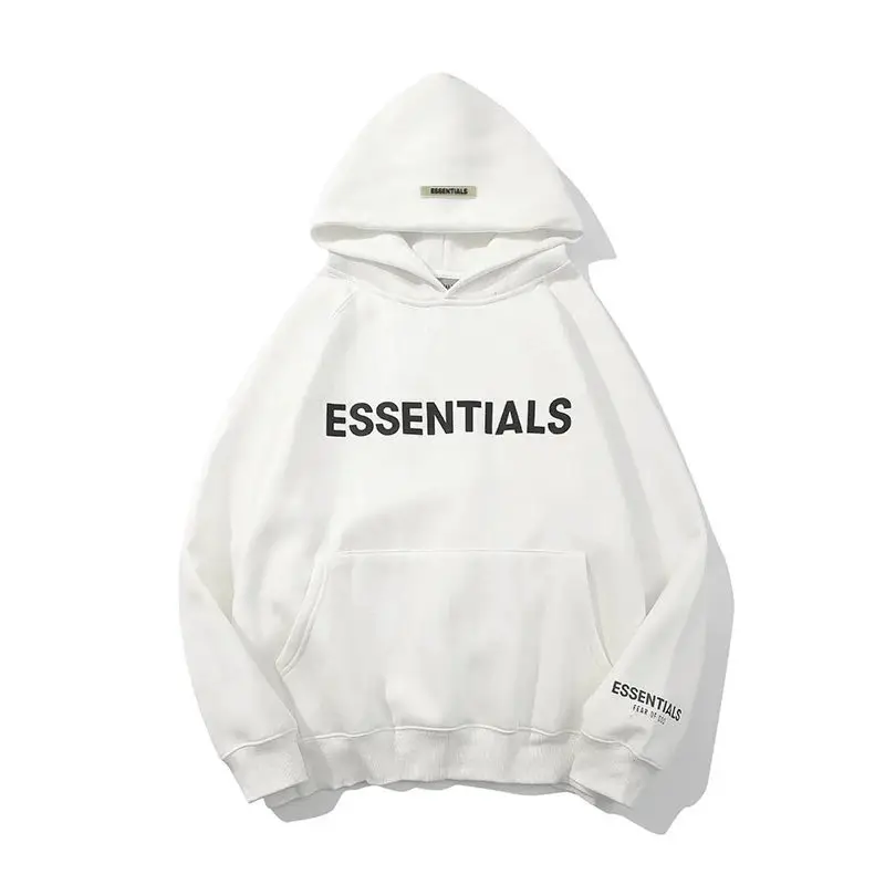 Essentials Stereo Letter Print Fleece-Lined Hooded Sweatshirt Fog Men's and Women's Youth Street Hip-Hop Jacket