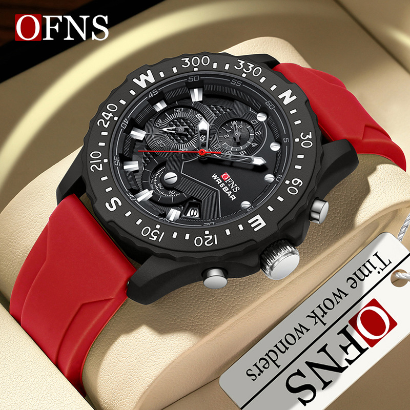 Ofns Trendy Personalized Watch Men's Business Six-Pin Waterproof Quartz Watch Luminous Chronograph Men's Watch Spot Direct Supply