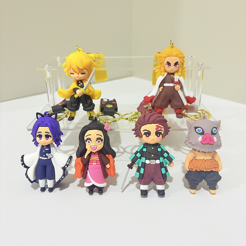 Cross-Border Animation Demon Slayer Keychain Tanjiro Nezuko Pendant School Bag Car Key Chain Accessories Wholesale