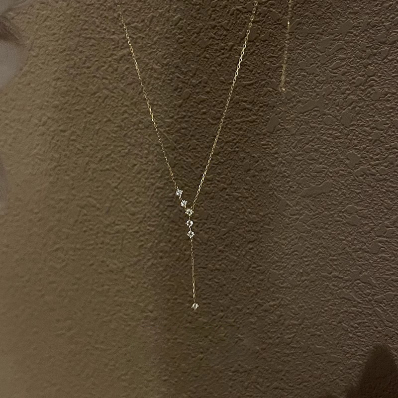 Sparkling Diamond Y-Shaped Pendant Tassel Necklace for Women 2025 New Light Luxury Niche Ins Versatile Clavicle Chain