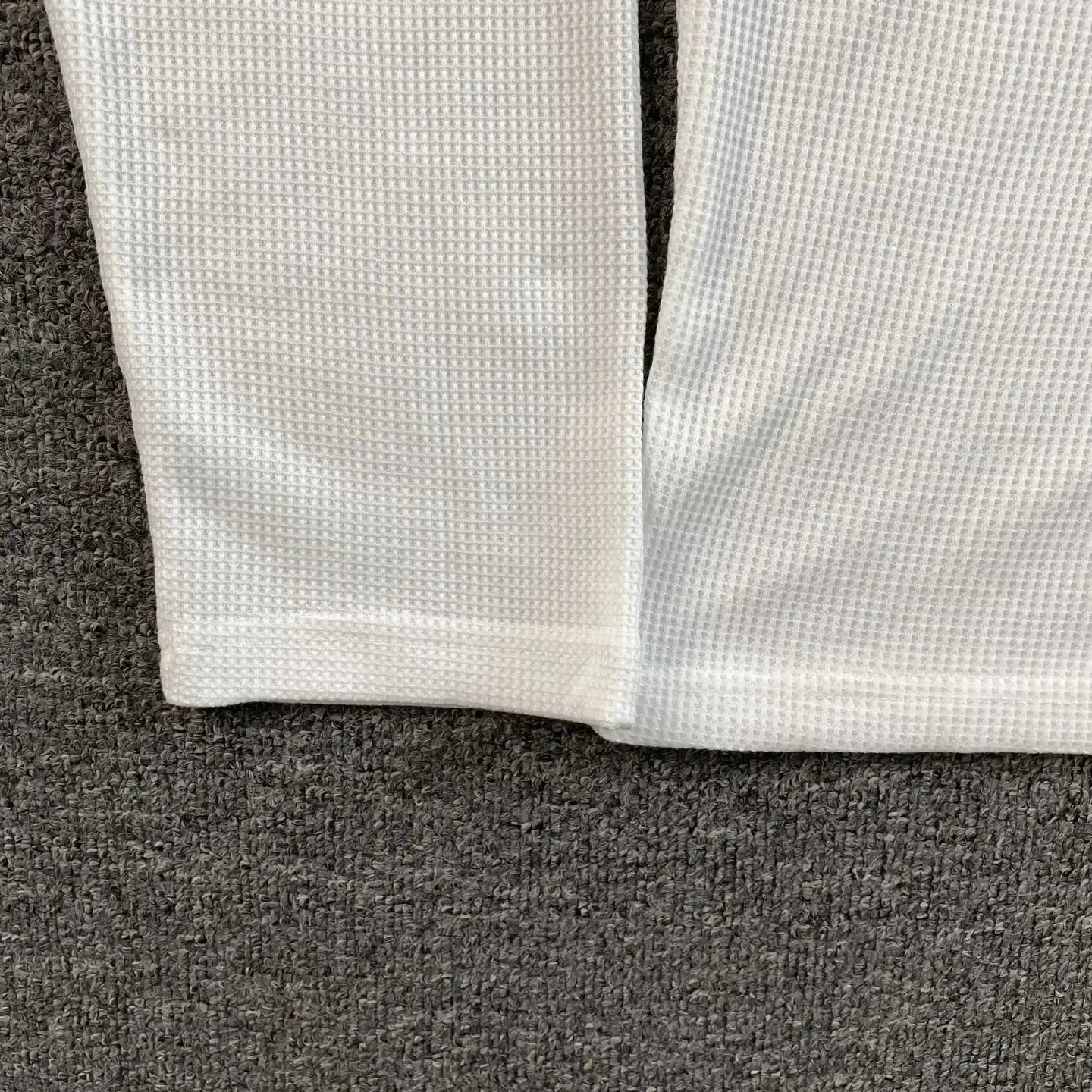 Trendy and Stylish Simple Logo Shoulder Embroidery Cherry Blossom Waffle Long-Sleeve T-Shirt