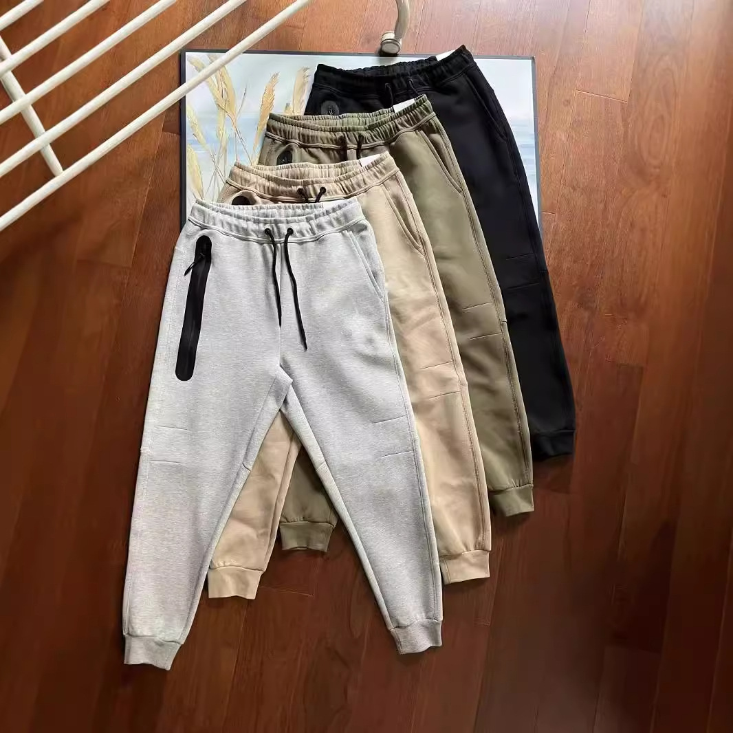 Autumn 2024 New Men's Multi-color Casual Sports Drawstring Side Zipper Air Layer Cotton Men's 002 Sweat Pants