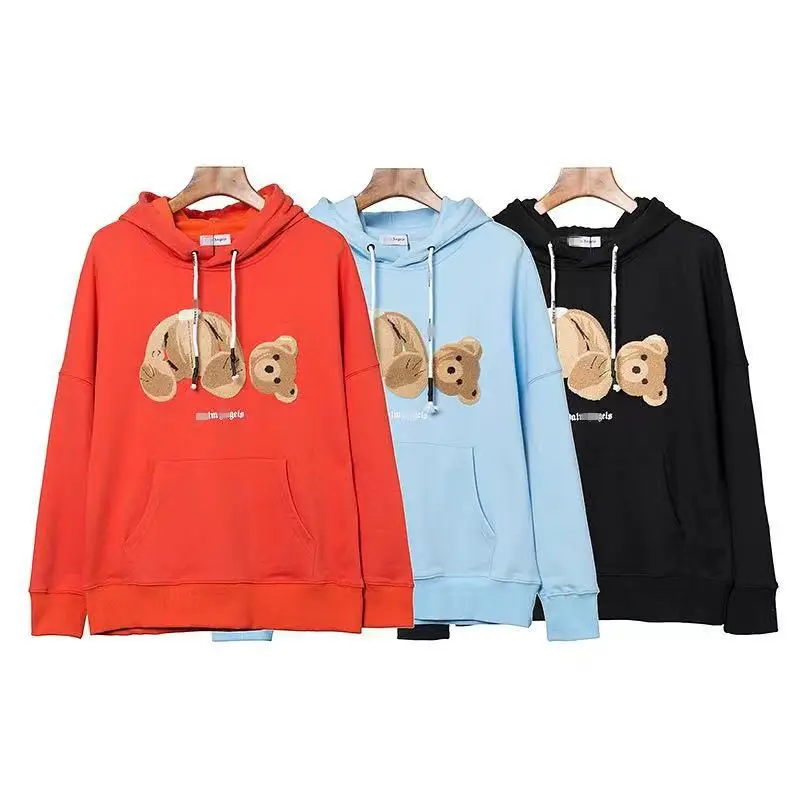 Wholesale cross-border tide palm angel broken bear embroidered hooded sweatshirt men and women couple bf loose hoodie jacket