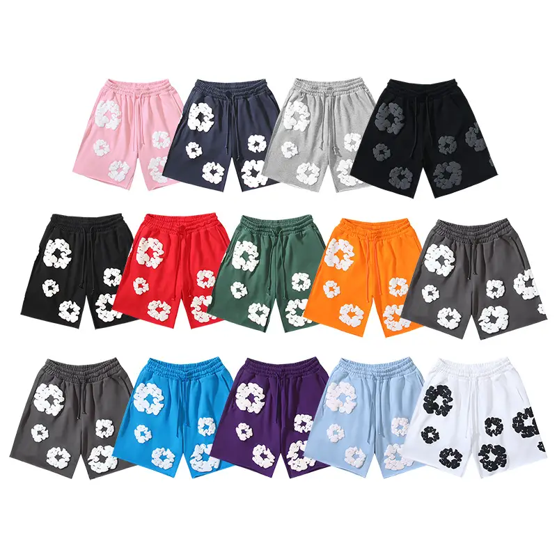 2025 Summer Denim Tear European and American Trend Foam Kapok High Street Loose Street Shorts Same Style for Men and Women