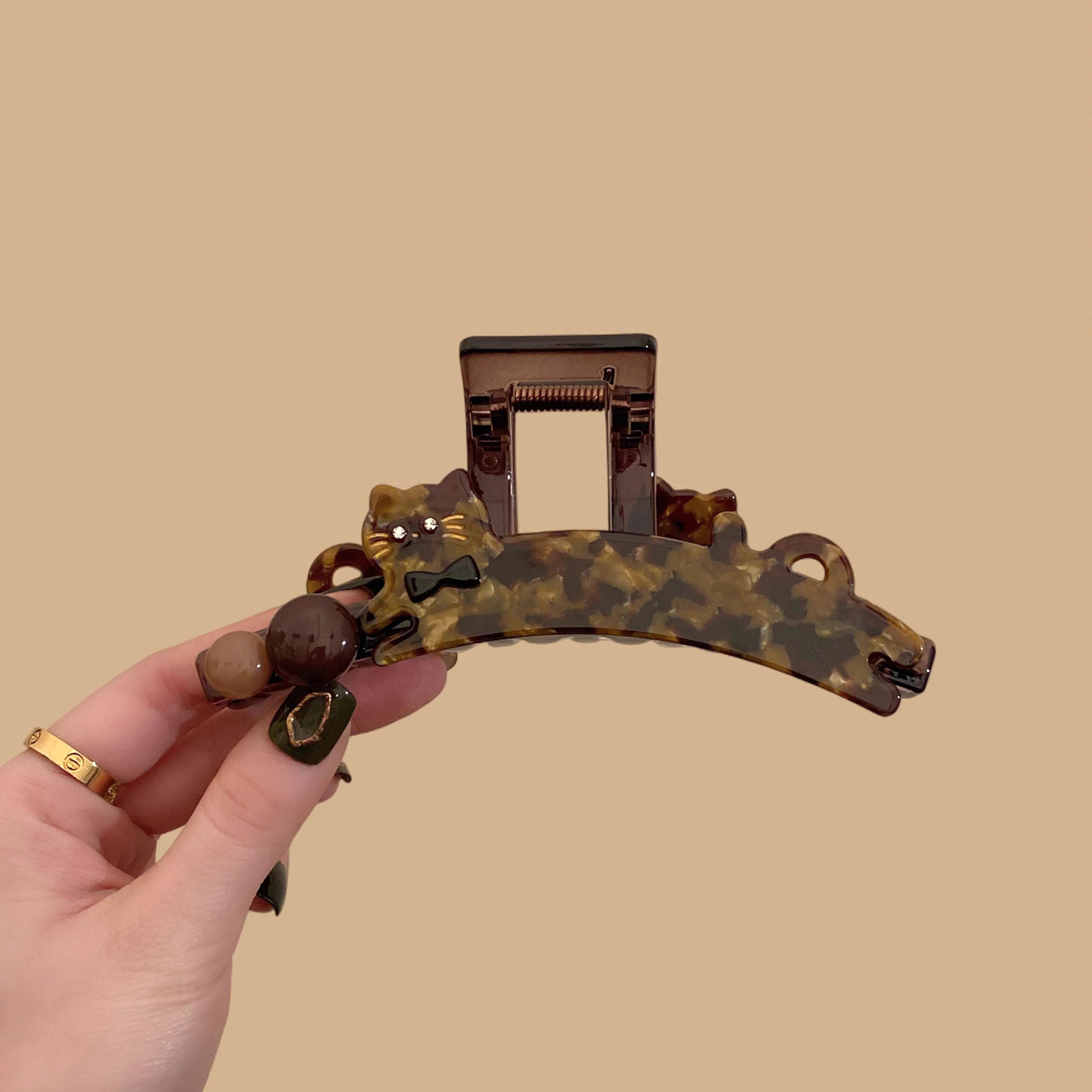 Korean Ins-Style Cute Acetate Leopard Print Cat Claw Clip for Women, High-End Large-Sized Hair Clip for the Back of the Head