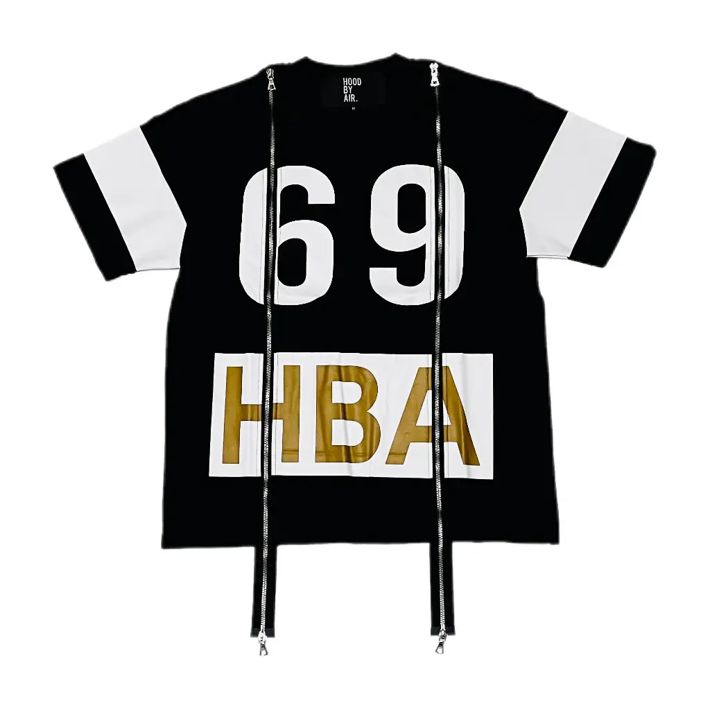 Extremely Rare Hba Hood by Air X Double-Sided Printed Zipper Short-Sleeved T-Shirt