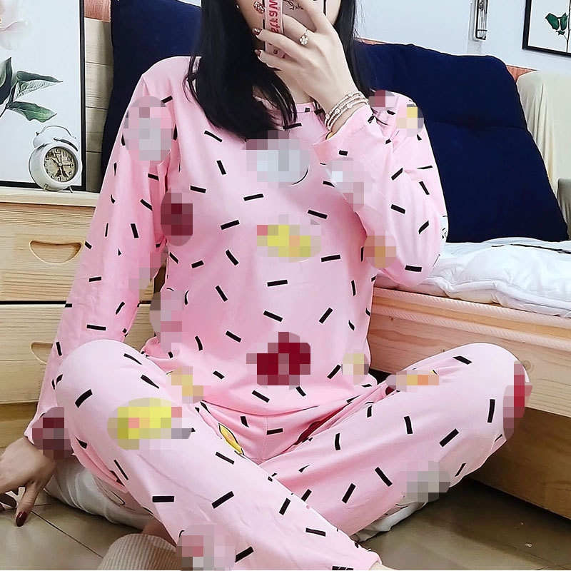 Wholesale spring and autumn winter pajamas women's thin long-sleeved trousers sweet cute style casual girl's home clothes suit
