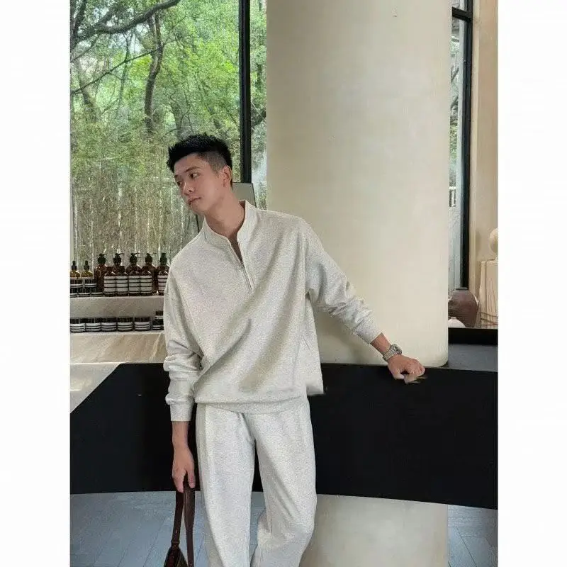 百搭立领 休闲简约卫衣+裤子纯色宽松两件套慵懒外穿 纯色卫衣