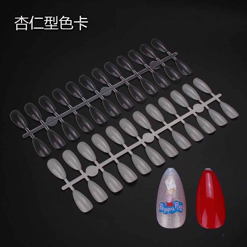 Nail Art New Japanese Almond Nail Pieces Pointed Drop-shaped Practice Nail Pieces Color Card Nail Model Nail Pieces 5 Pieces Pack