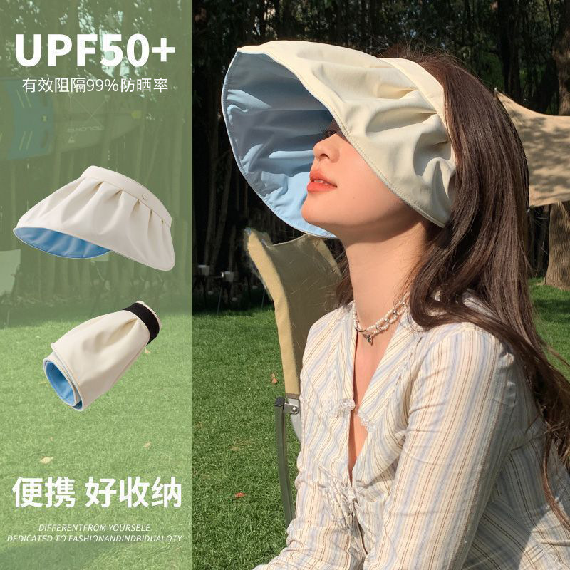 Uv Protection Women's Foldable Brimmed Hat, Shell Hat, Large Brim Sun Hat, Open-Top Sun Hat, Sunshade Hat, 2024 New Model