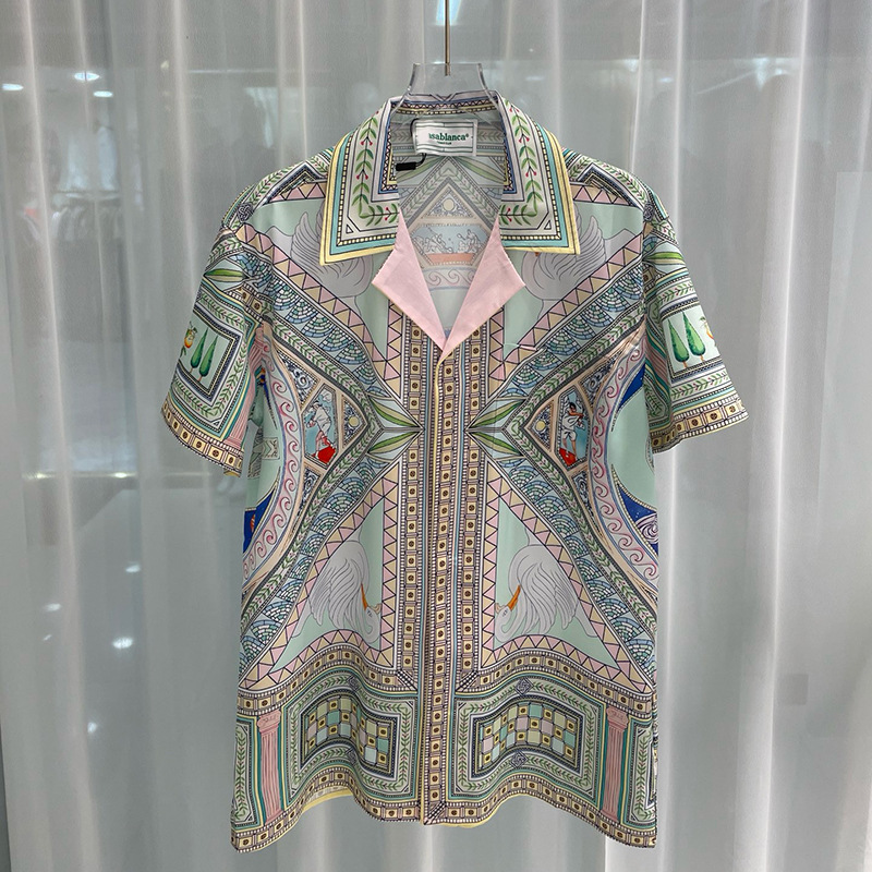 New European and American Trendy Foreign Trade Fashion Casual Men's 3D Direct Printing Digital Printing Short-Sleeved Men's Shirts Trendy Men's Shirts