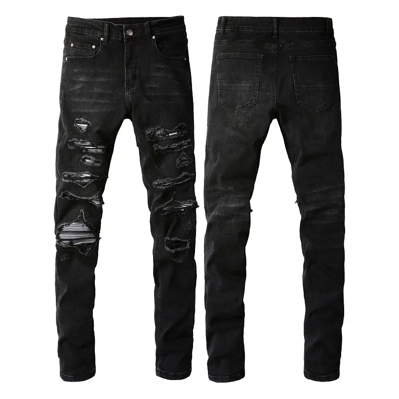 One Piece Can Be Shipped on Fashionable Brand European and American Street Fashion Ripped American Jeans Men's Elastic Slim Fit Small Feet Men 891