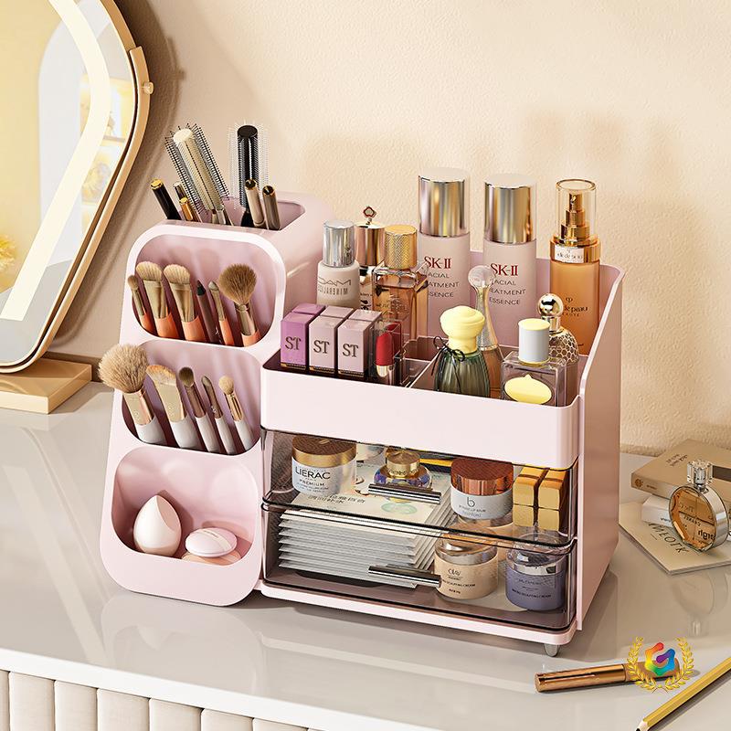 ☽ Cosmetics Storage Box, Drawer-Type Desktop Box, Lipstick and Skin Care Products Dust-Proof Organizer, Layered Dressing Table Storage