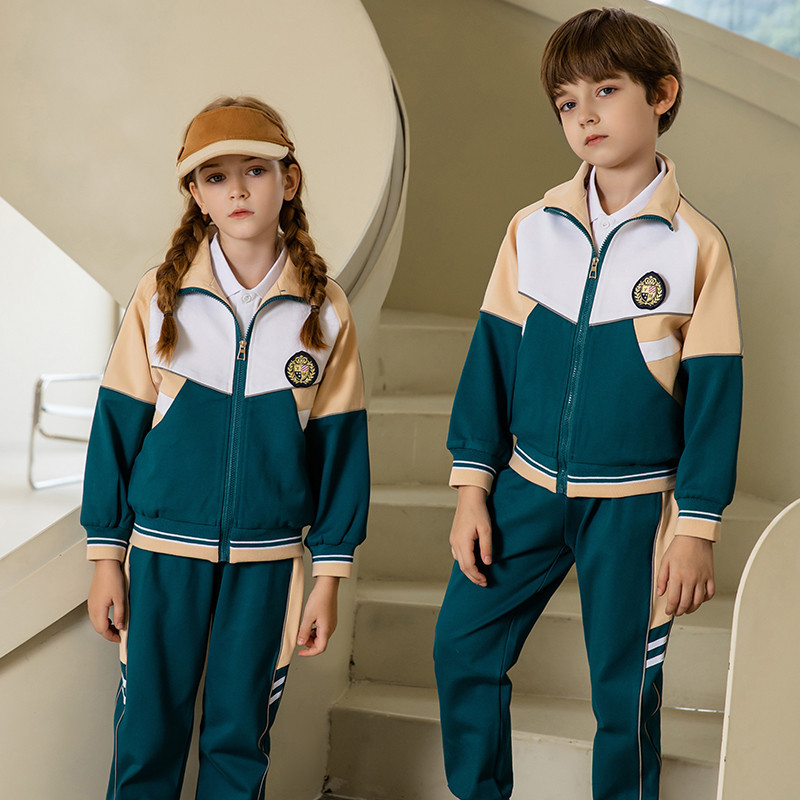Baseball Uniform Set with Contrasting Colors, 2025 New Autumn Children's Clothing, Sweatshirt and Long Pants, Children's Sports Suit, Unisex School Uniform