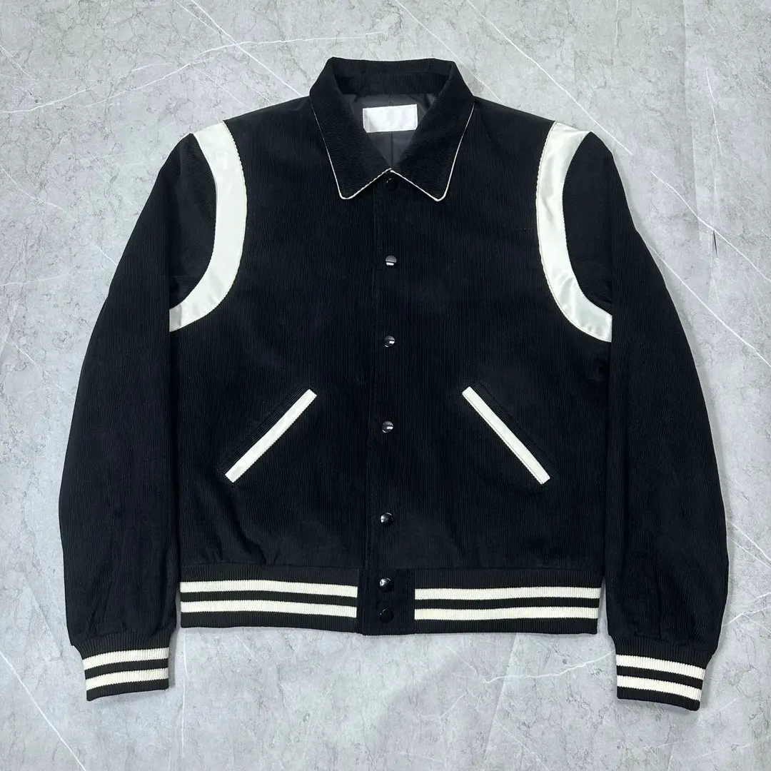 2025 Arc De Triomphe Hedi Slimane Autumn and Winter New Corduroy Color-Block Baseball Jacket for Men and Women