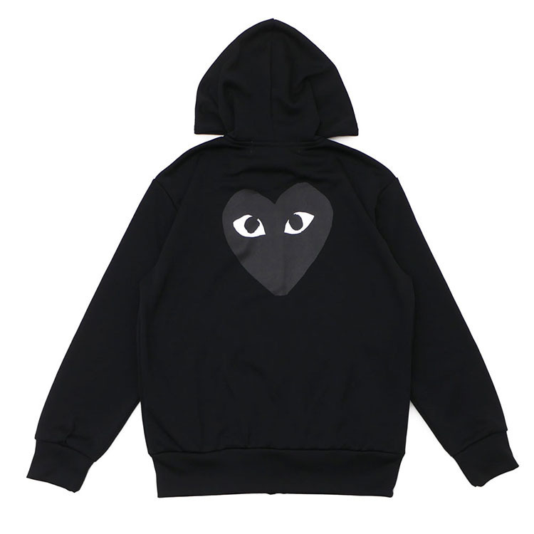 Japanese fashion brand play men and women couple wear hooded sweater small black heart embroidery autumn and winter long sleeve fleece-lined sweater
