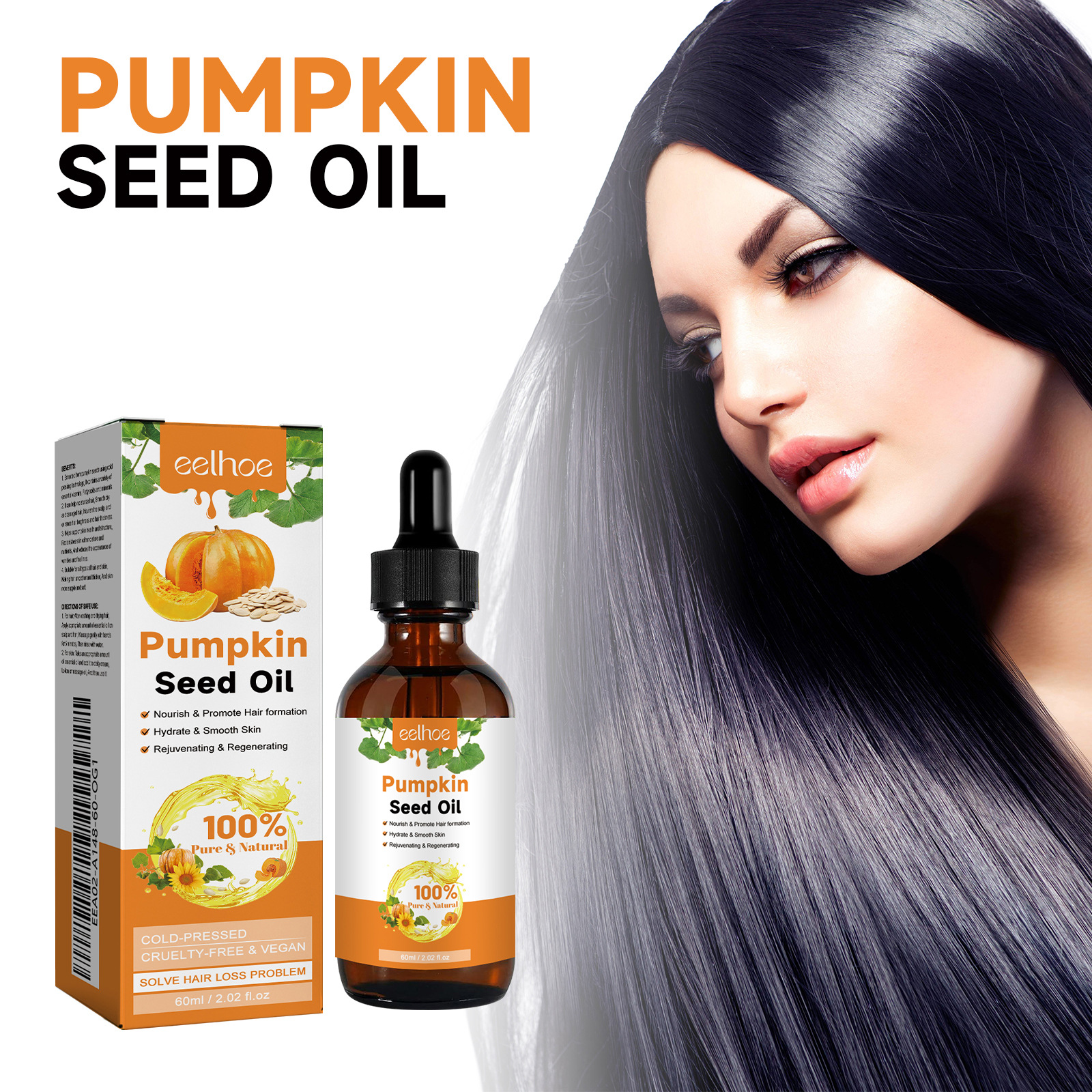 Eelhoe Pumpkin Seed Oil Daily Moisturizing Hair Care Smooth and Shiny Hair Refreshing Hair Shine Care Essential Oil