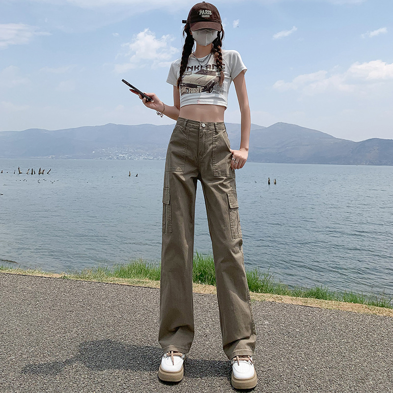 American-Style Straight-Leg Work Pants for Women, 2026 Summer New High-Waisted Loose Slimming Narrow Wide-Leg Casual Pants
