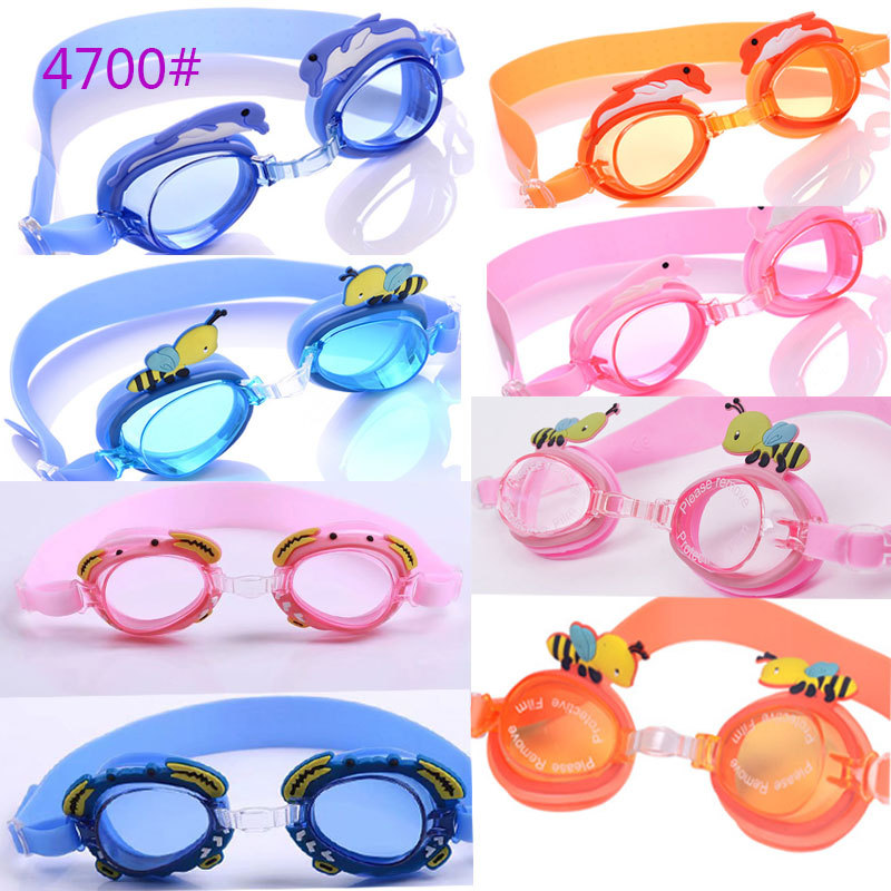Wholesale hot selling swimming goggles crab children swimming goggles cartoon bee goggles dolphin swimming goggles with earplugs 4700#