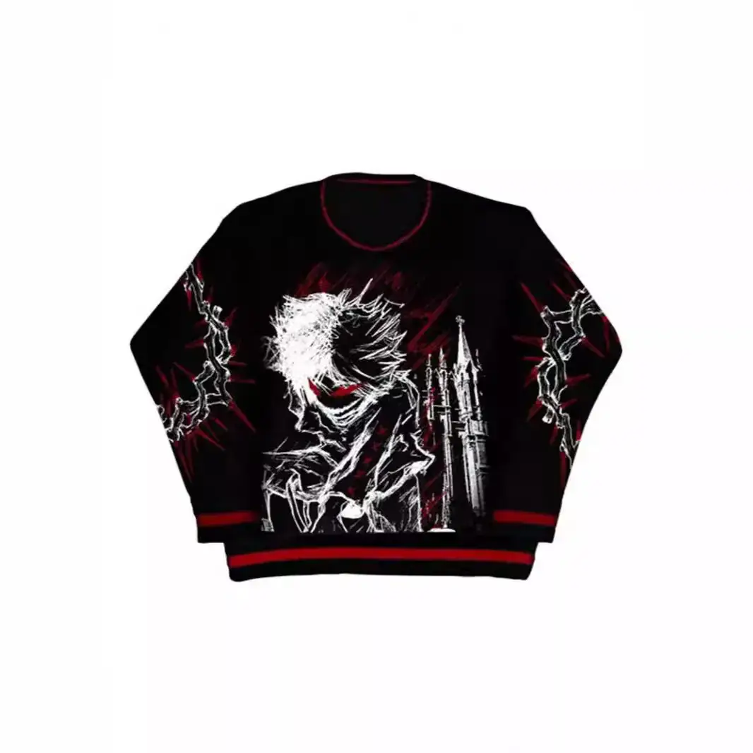 2025 European and American Cross-Border Street Loose Pullover Jacquard Casual Personalized Round Neck Autumn and Winter Warm Sweaters for Men and Women Wholesale