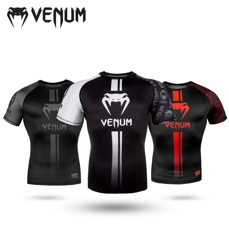 Venum Rashguard Venom Tight Short-Sleeved Jiu-Jitsu Anti-Wear Compression Clothing Anti-Wear Short-Sleeved Boxing Training