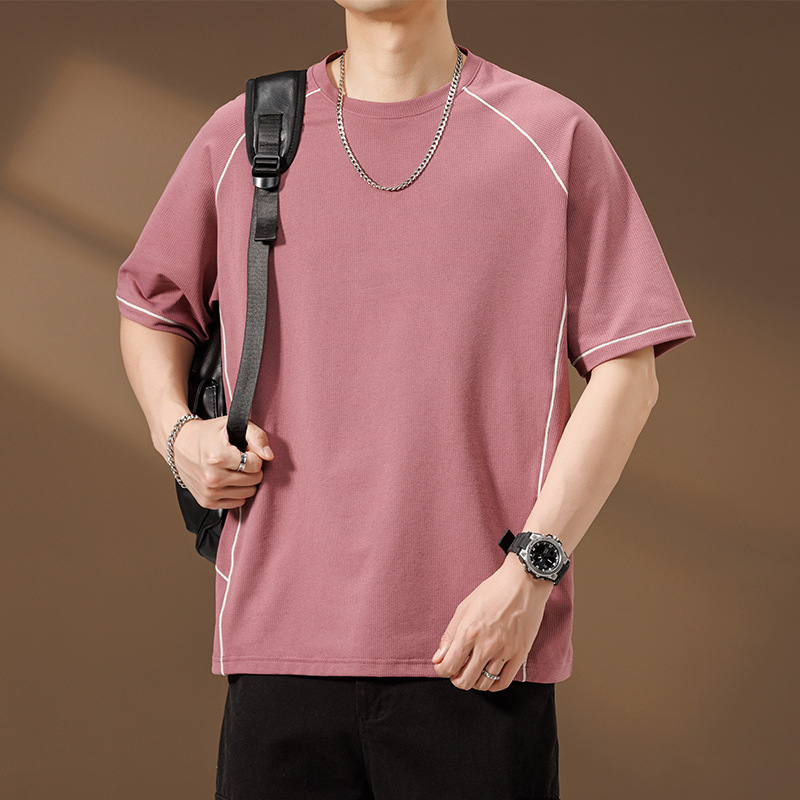 2026 New Antibacterial Short-Sleeve T-Shirt for Men, Loose Trendy Brand Summer Thin Style with Three-Dimensional Lines, Cool-Feel Short-Sleeve T-Shirt for Men
