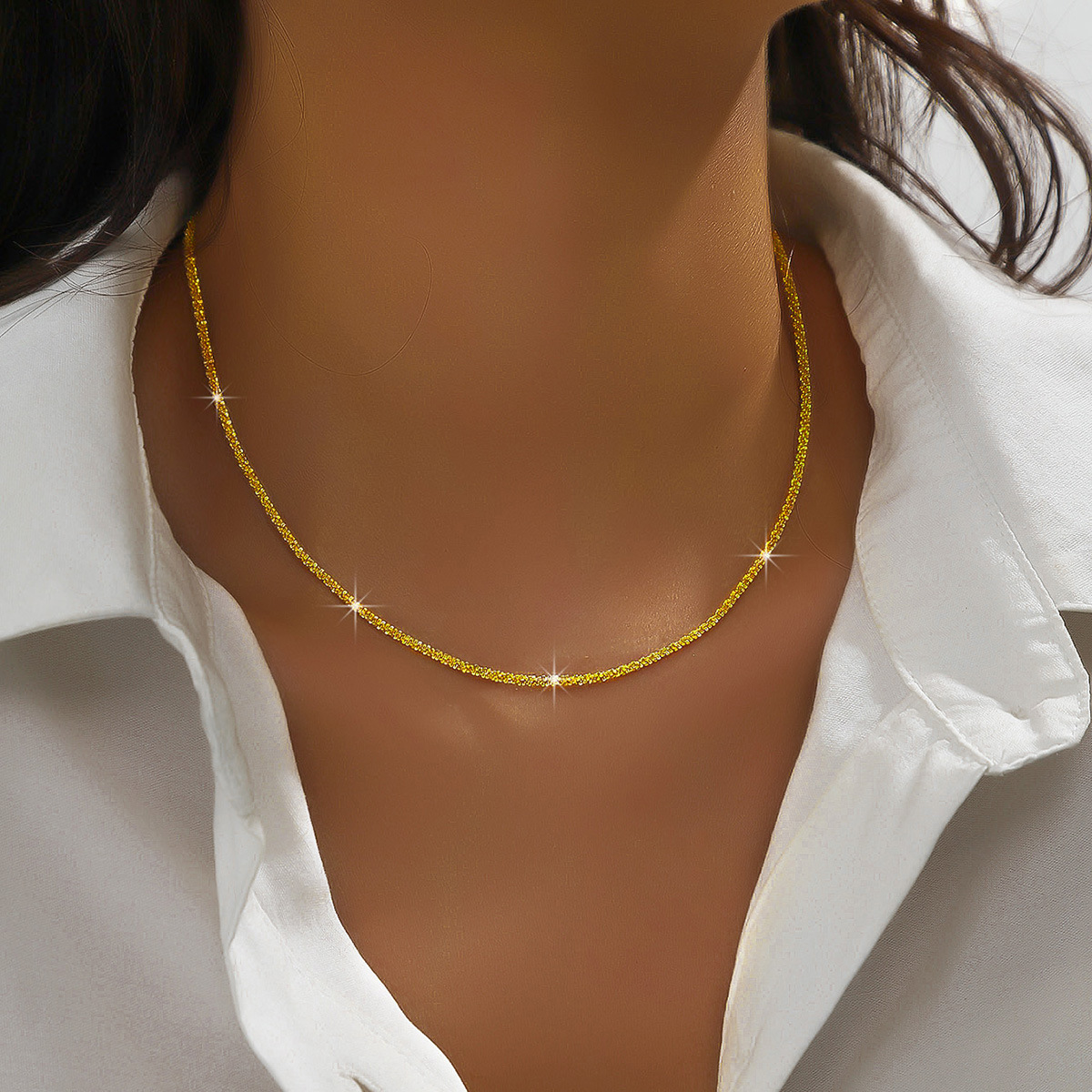 European and American cross-border hot sale niche design flash necklace Women's Light luxury cold wind sparkling necklace multiple pieces